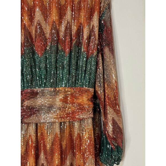 Ramy Brook Michaela Sequin Chevron Wrap Minidress Multicolor Plus Size 3 XL NWT - Picture 15 of 16